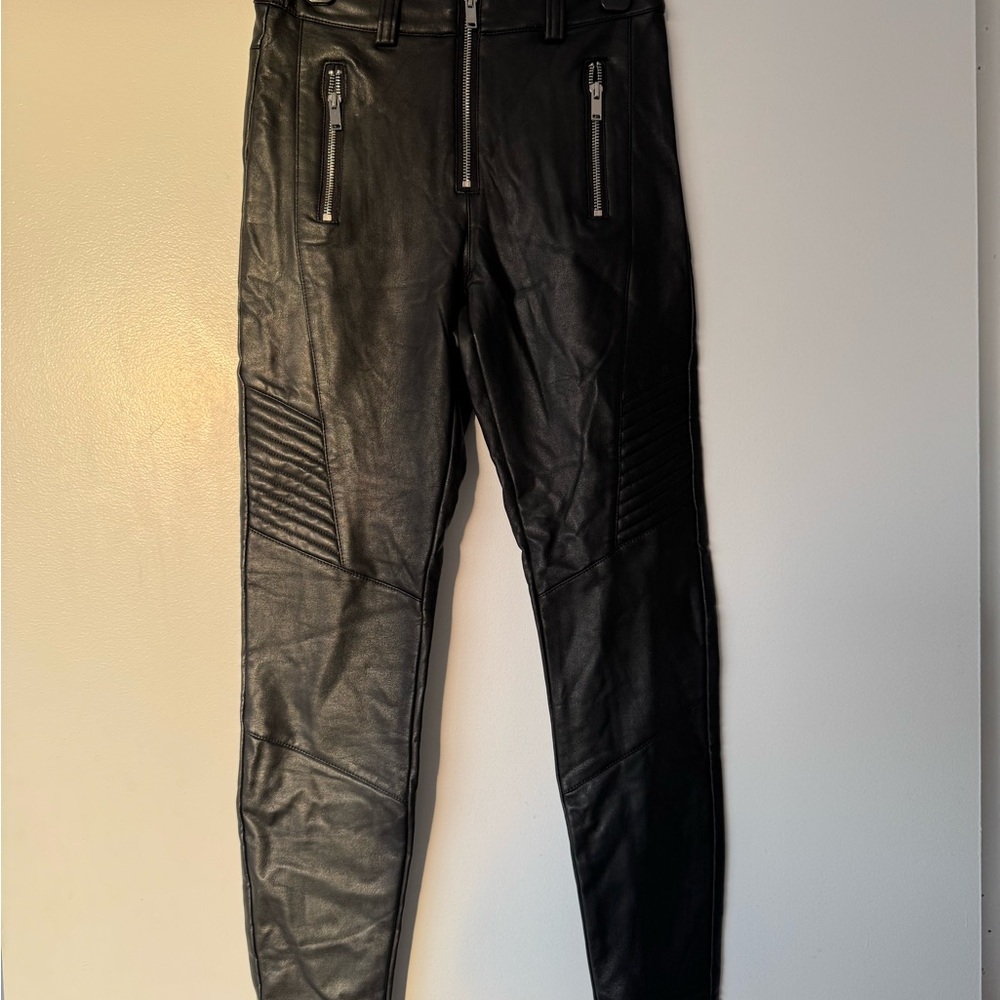 Topshop Black Faux Leather Biker Pants
